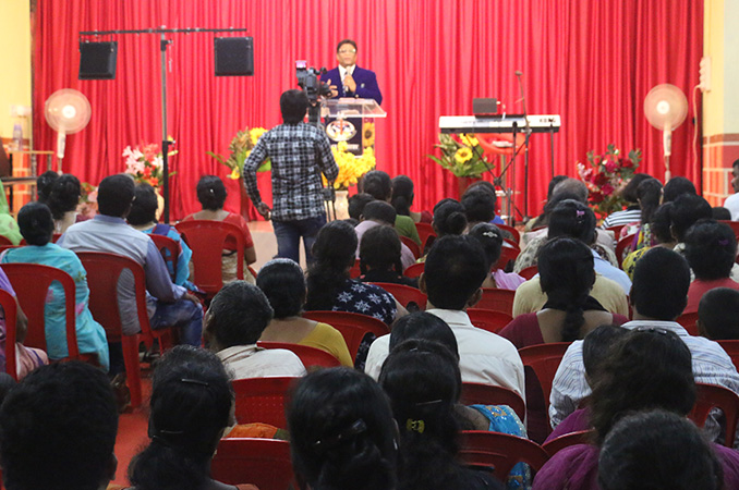 People thronged into the Night Vigil held at Prayer center by Grace Minstry in Mangalore here on Sep 2, 2017. Many received countless miracles, healing, and deliverance. 